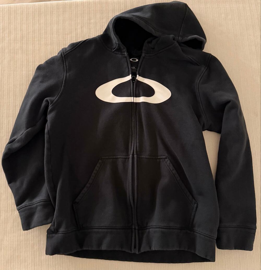 Oakley Black Big Ellipse Logo Full Zip Up Hoodie Sweatshirt Size XL